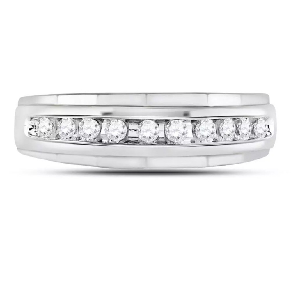 10kt White Gold Diamond Wedding Band Ring 1/4 Cttw - Picture 2 of 9